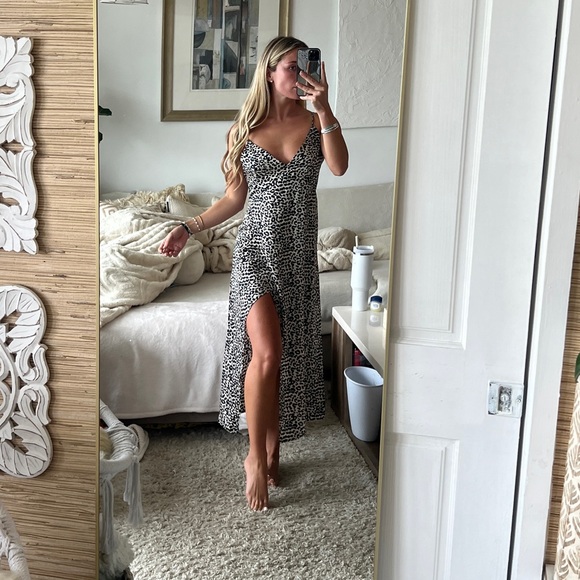 Womens Princess Polly Leopard Print Satin Slit Slip Dress nbd uprichard Costello - Picture 5 of 9